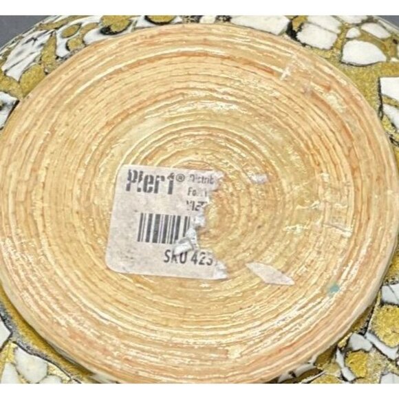 Bamboo Lidded Bowl Trinket Holder With Gold Crackle Accent By Pier 1 - 4" Diamet - Picture 8 of 8